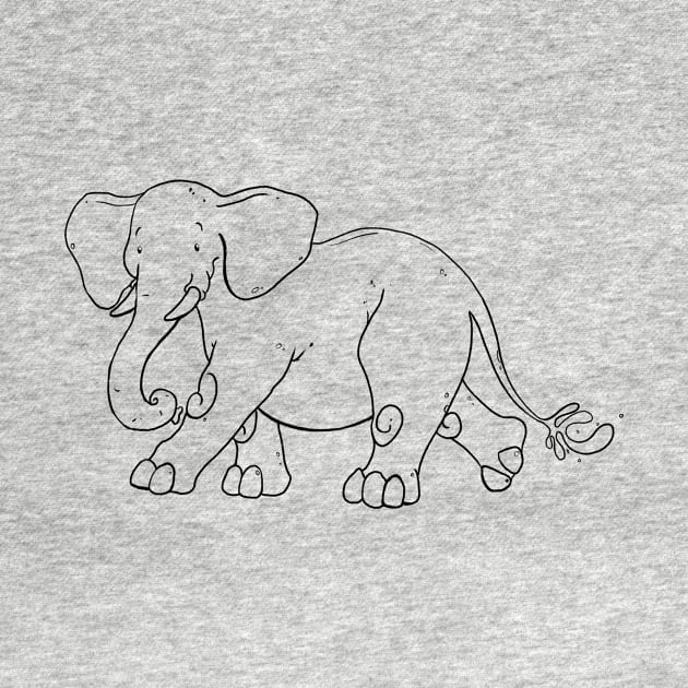 Elephant - Line Art by Rowena Aitken